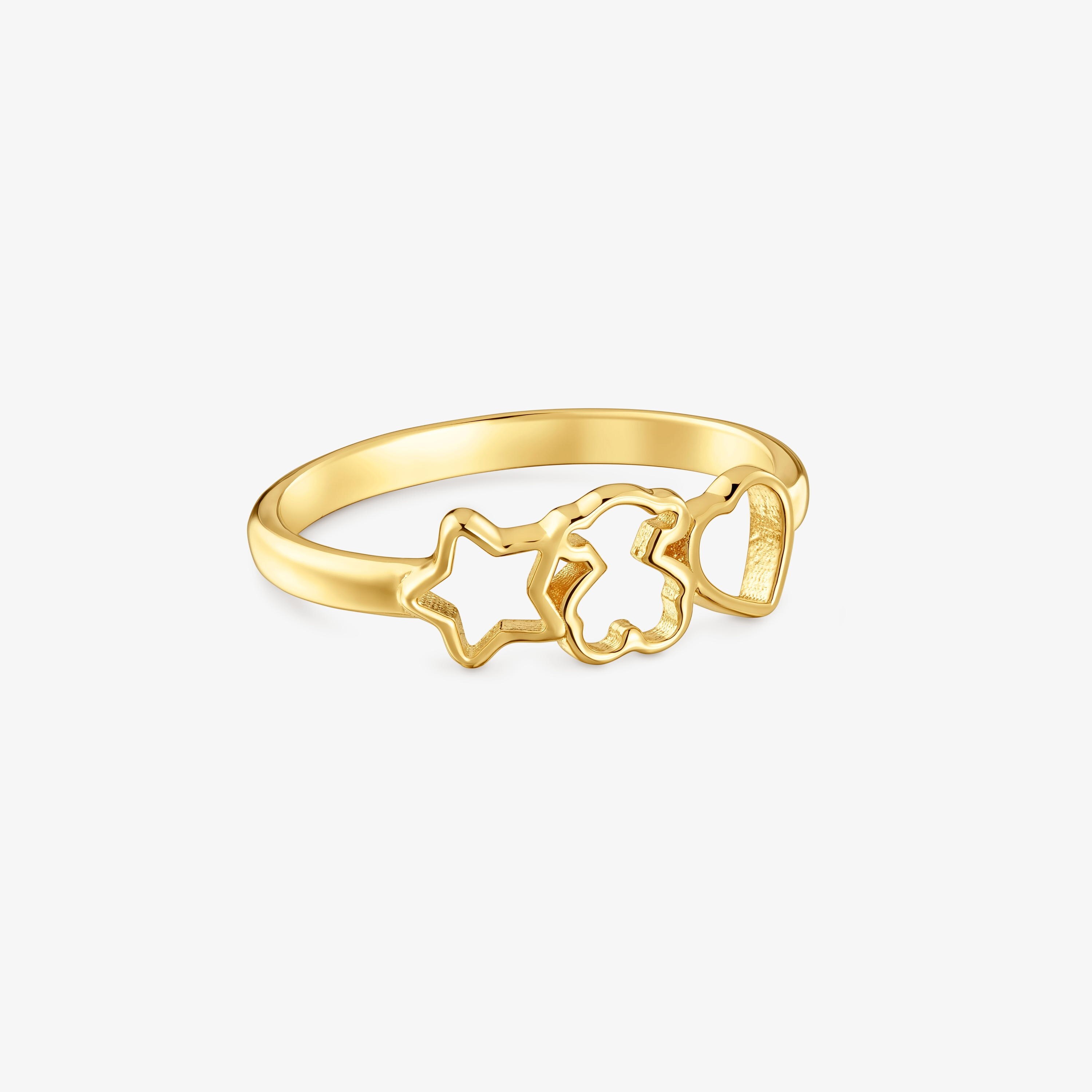 Anillo de plata y motivos con baño de oro 18 kt sobre plata TOUS Motivos