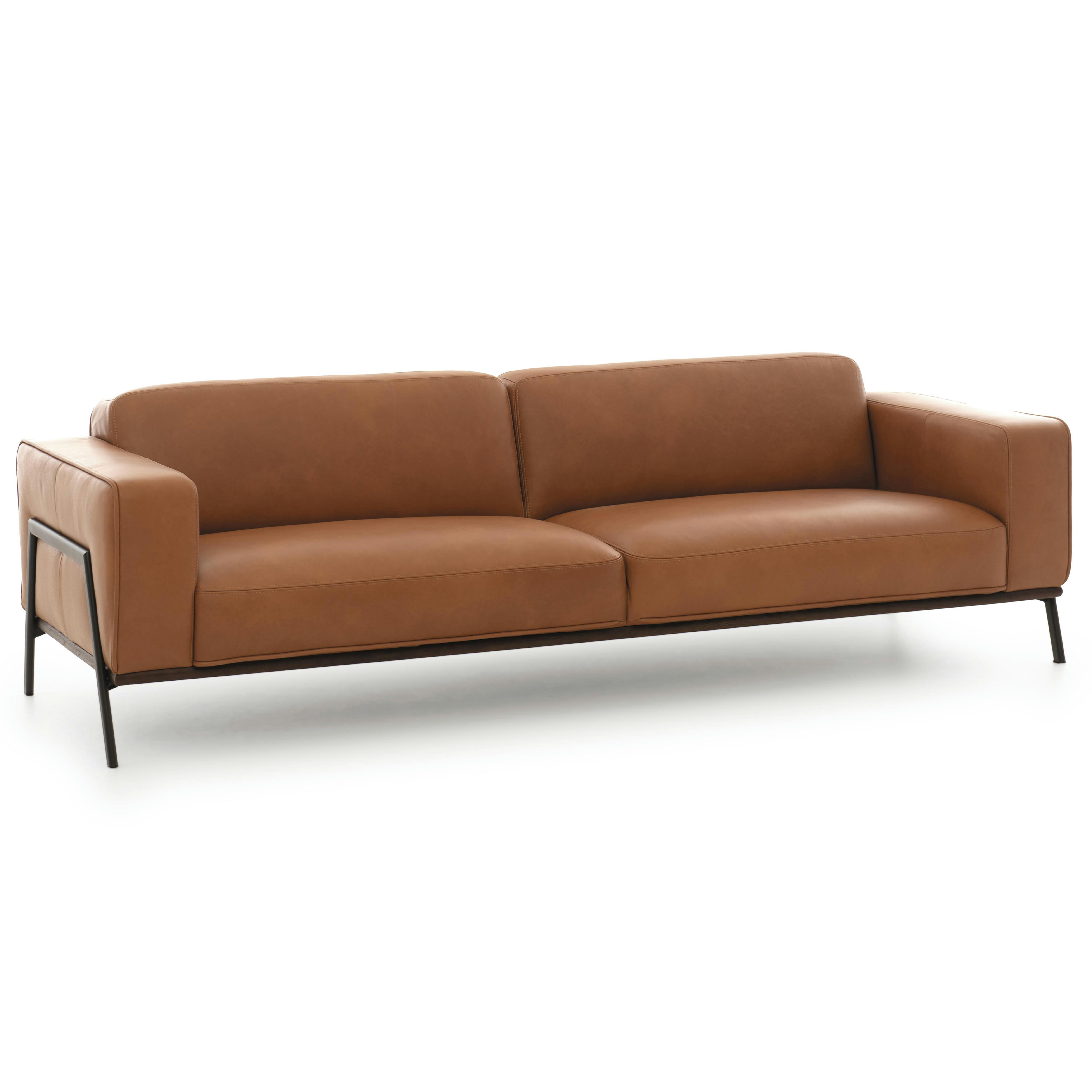 VIGGO - Canapé en cuir 4 places camel