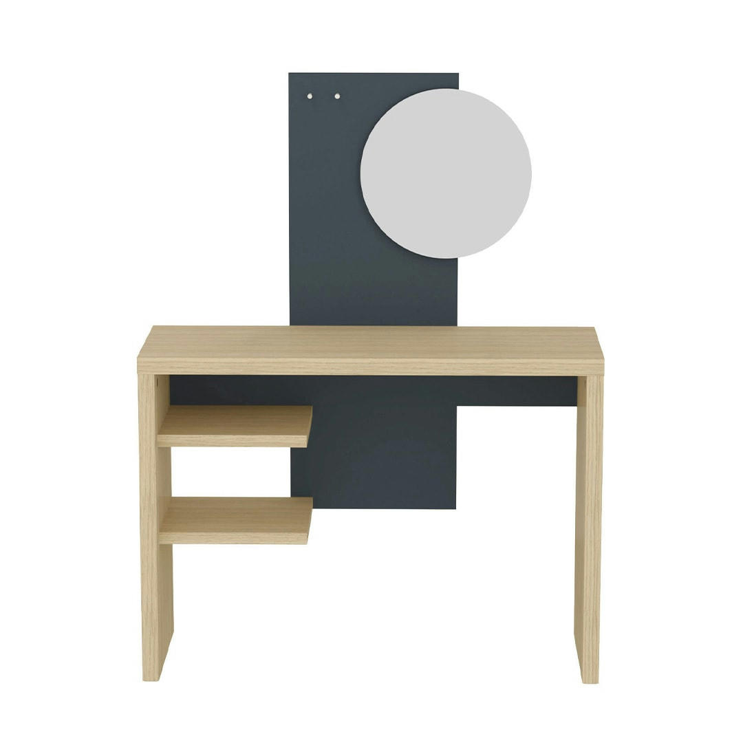 HUGO - Coiffeuse  placage gris anthracite et chêne clair