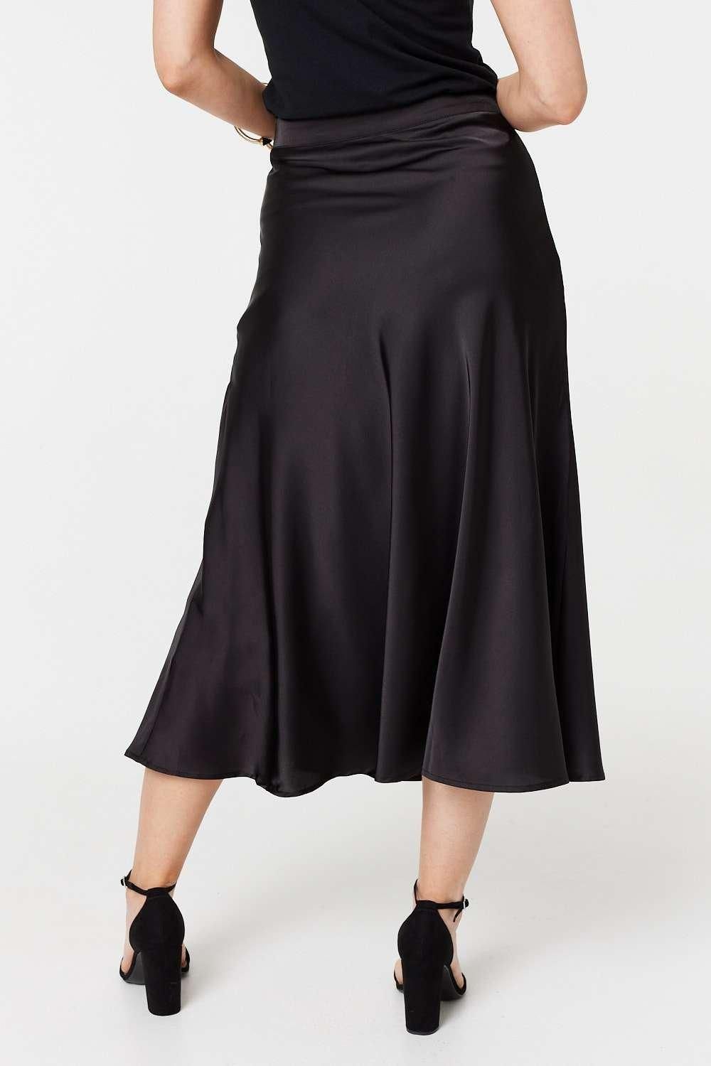 Izabel London High Waist Elasticated A-Line Midi Skirt