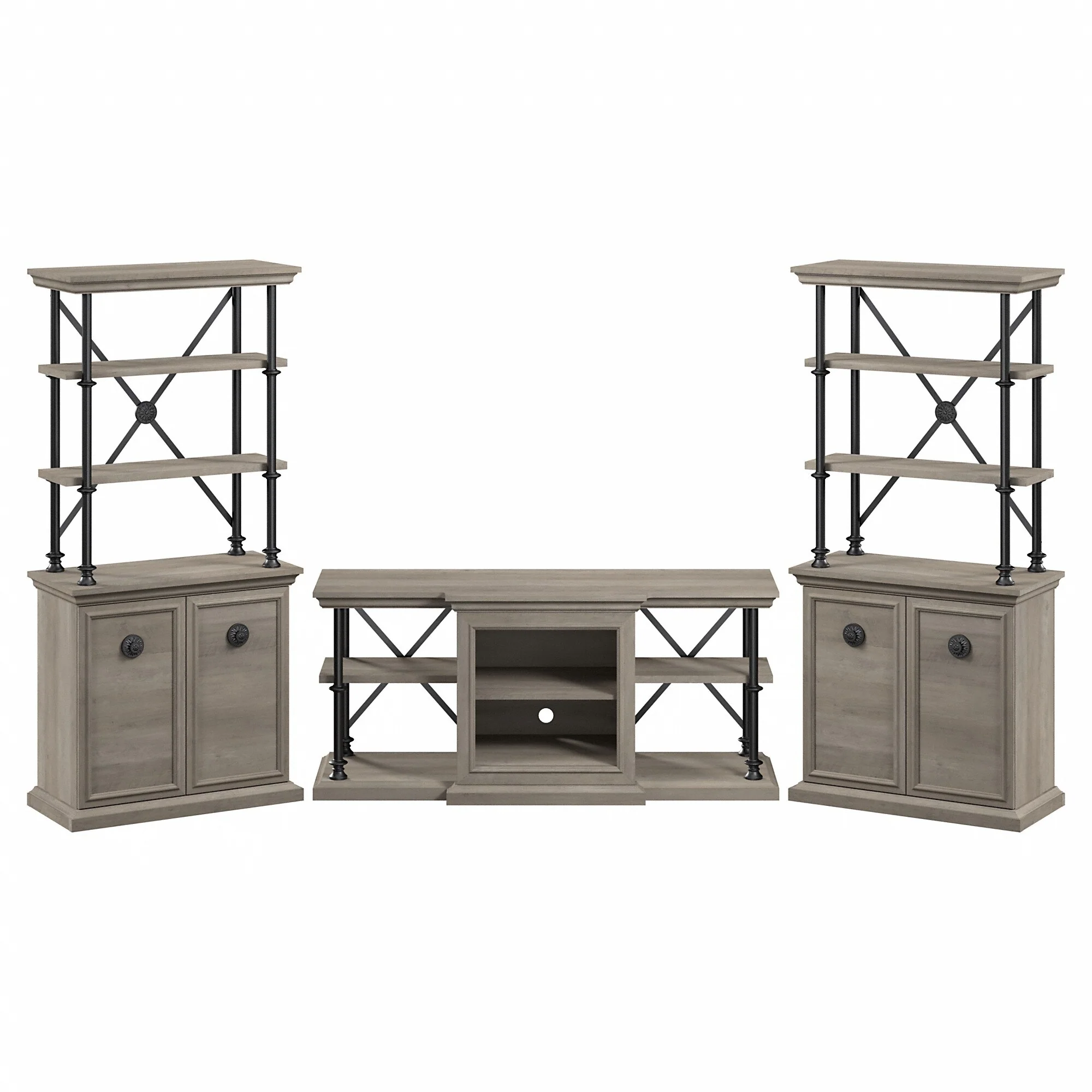 Coliseum TV Stand and Two Bookcases with Doors by Bush Furniture