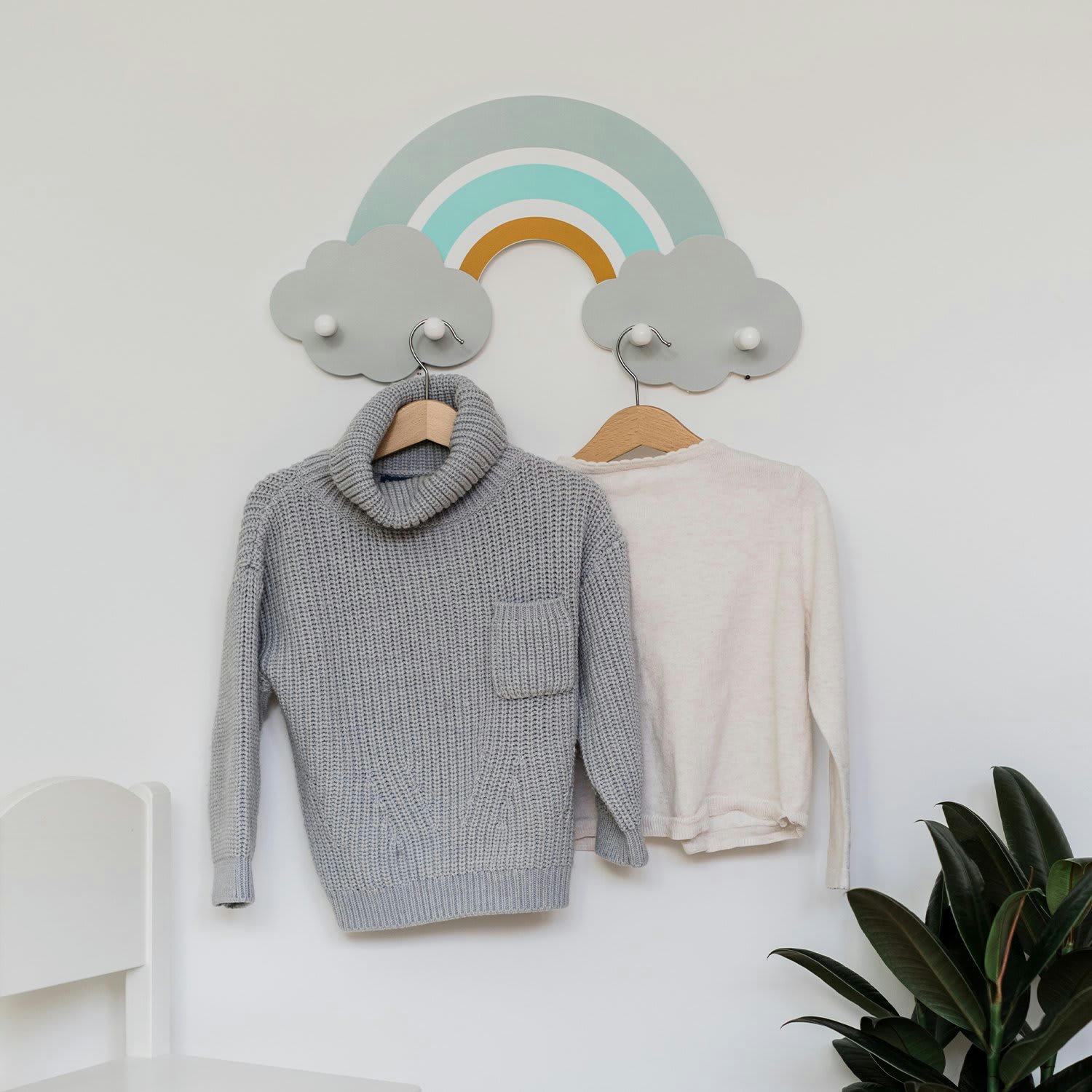 FINN - Porte-manteau mural forme arc-en-ciel en bois