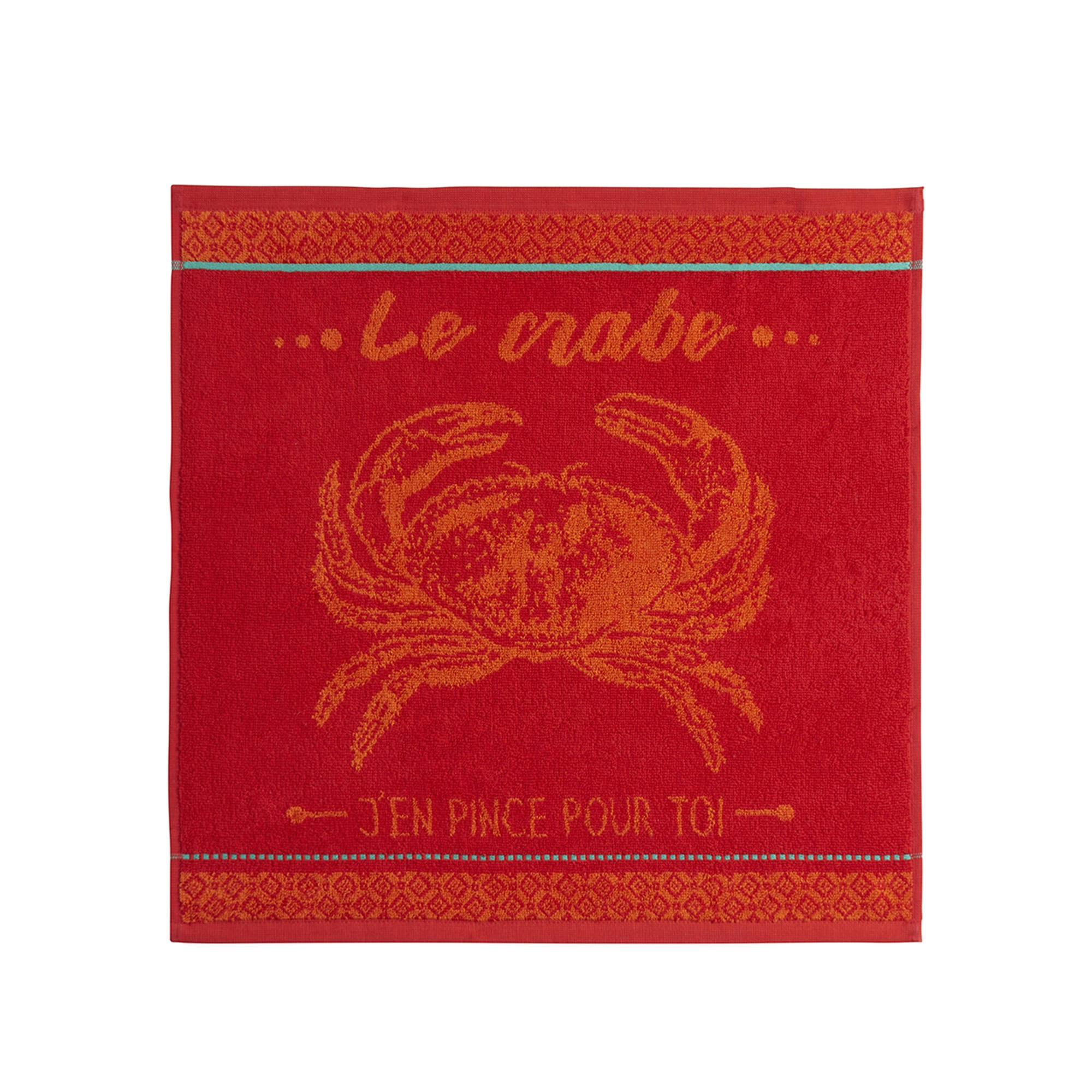 CRABE - Carré éponge en jacquard pur coton en orange