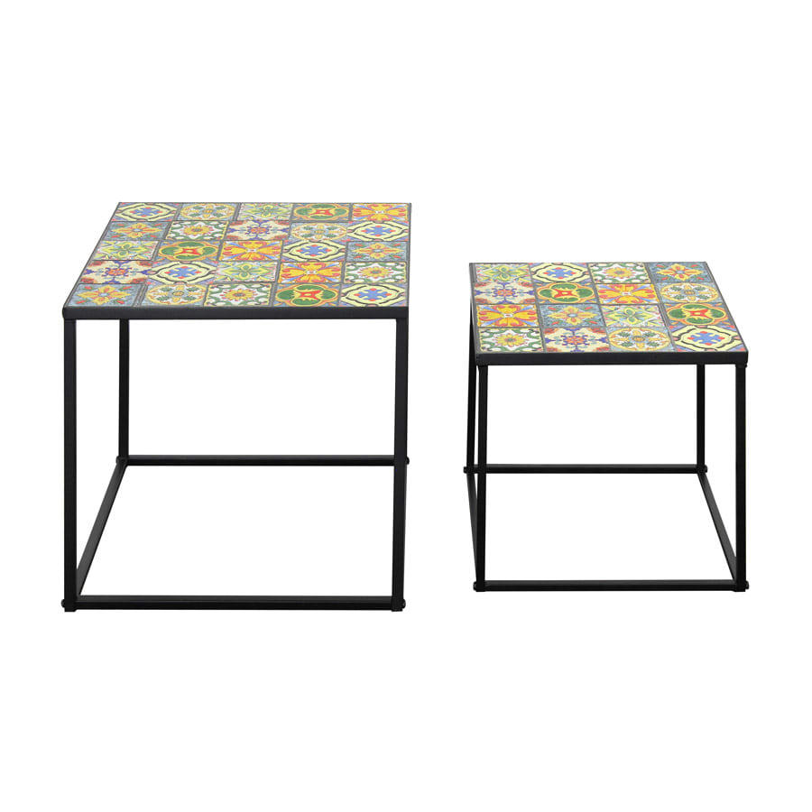- Ensemble de 2 tables basses avec plateau en céramique