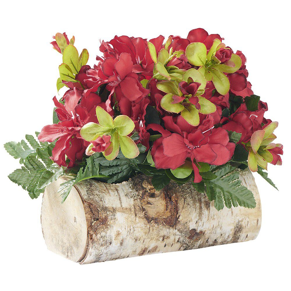 Buche avec fleur rouge