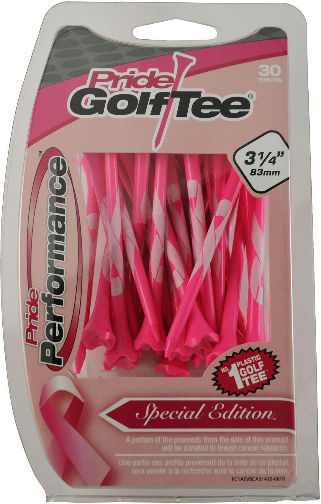 Pride Breast Cancer Awareness Ribbon Print Plastic Golf Tee, 3-1/4-in, 30-pk, Pink