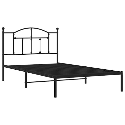 NNEVL Metal Bed Frame with Headboard Black 107x203 cm King Single
