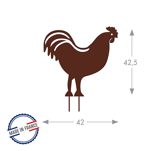 Louis Moulin Figurine à piquer coq rouge - 42,5x42 cm - Acier époxy