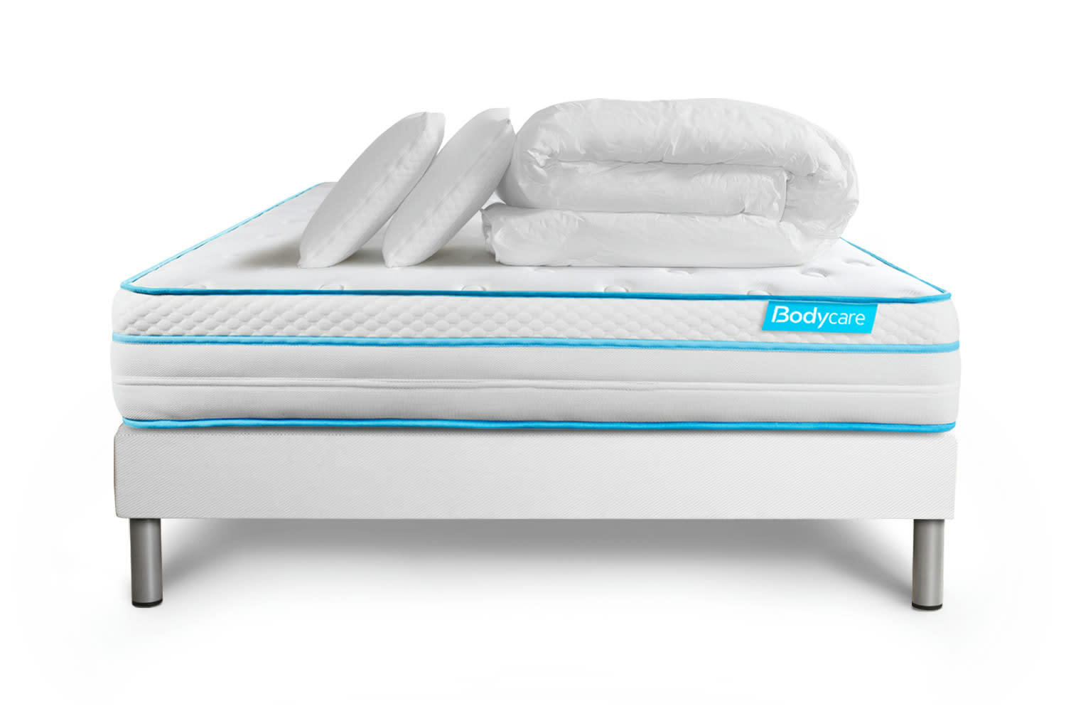 BODYMAX - Pack matelas sommier kit 140x190 oreiller couette