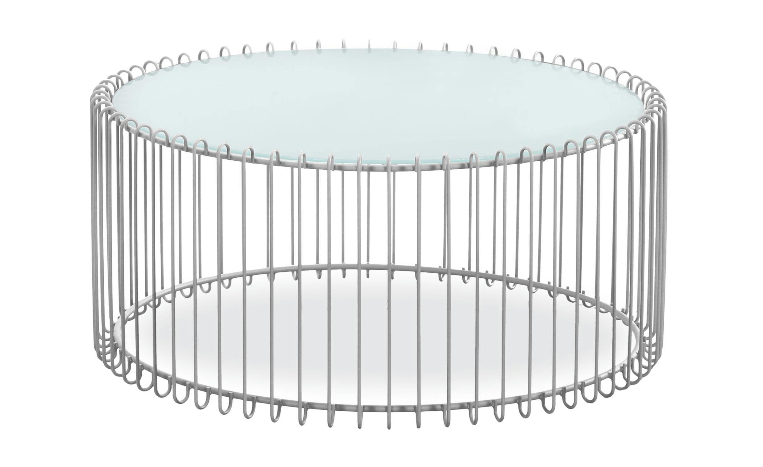 ENSEMBLE - De 2 tables basses universe verre blanc et métal gris