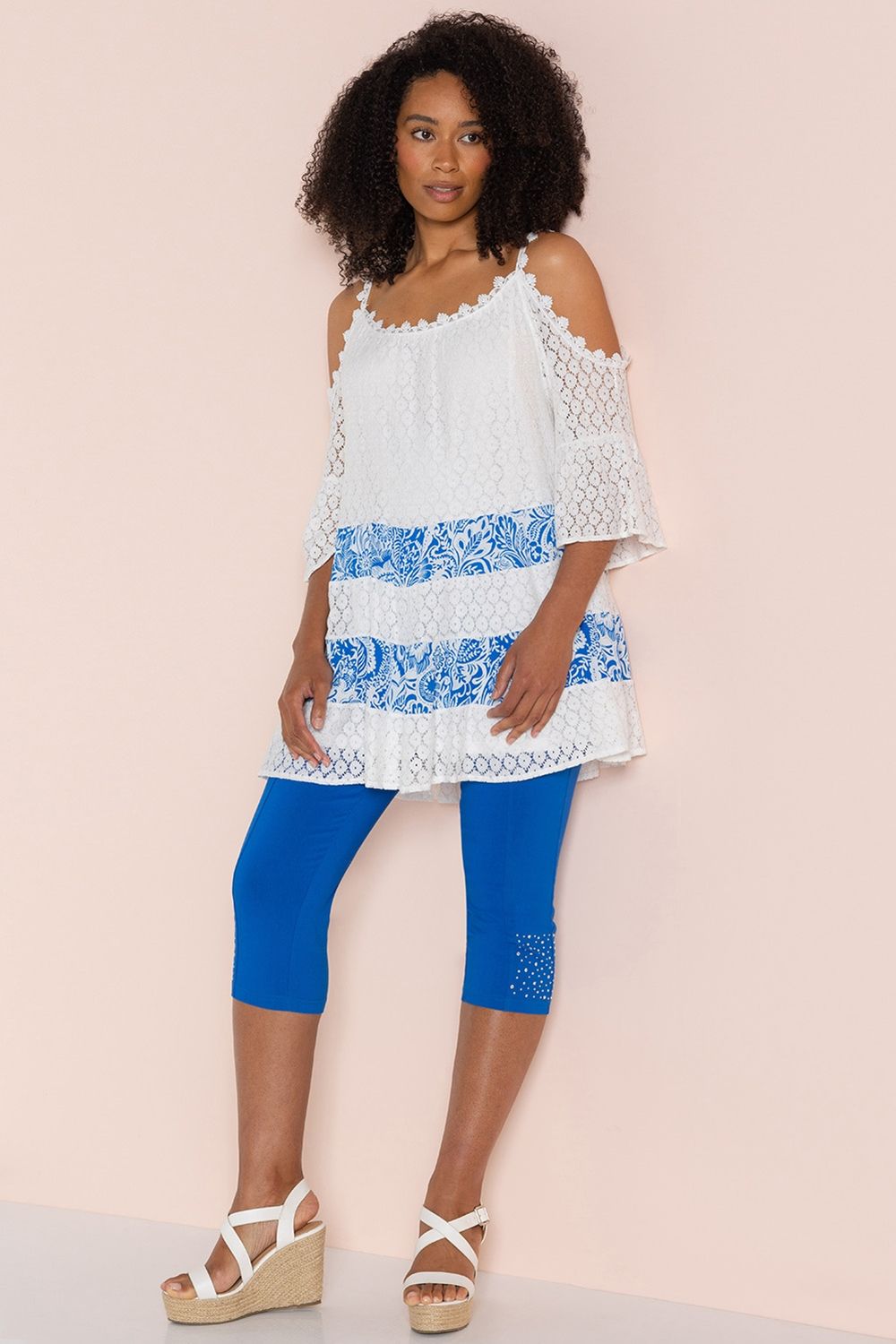 Klass. Cold Shoulder Lace Top