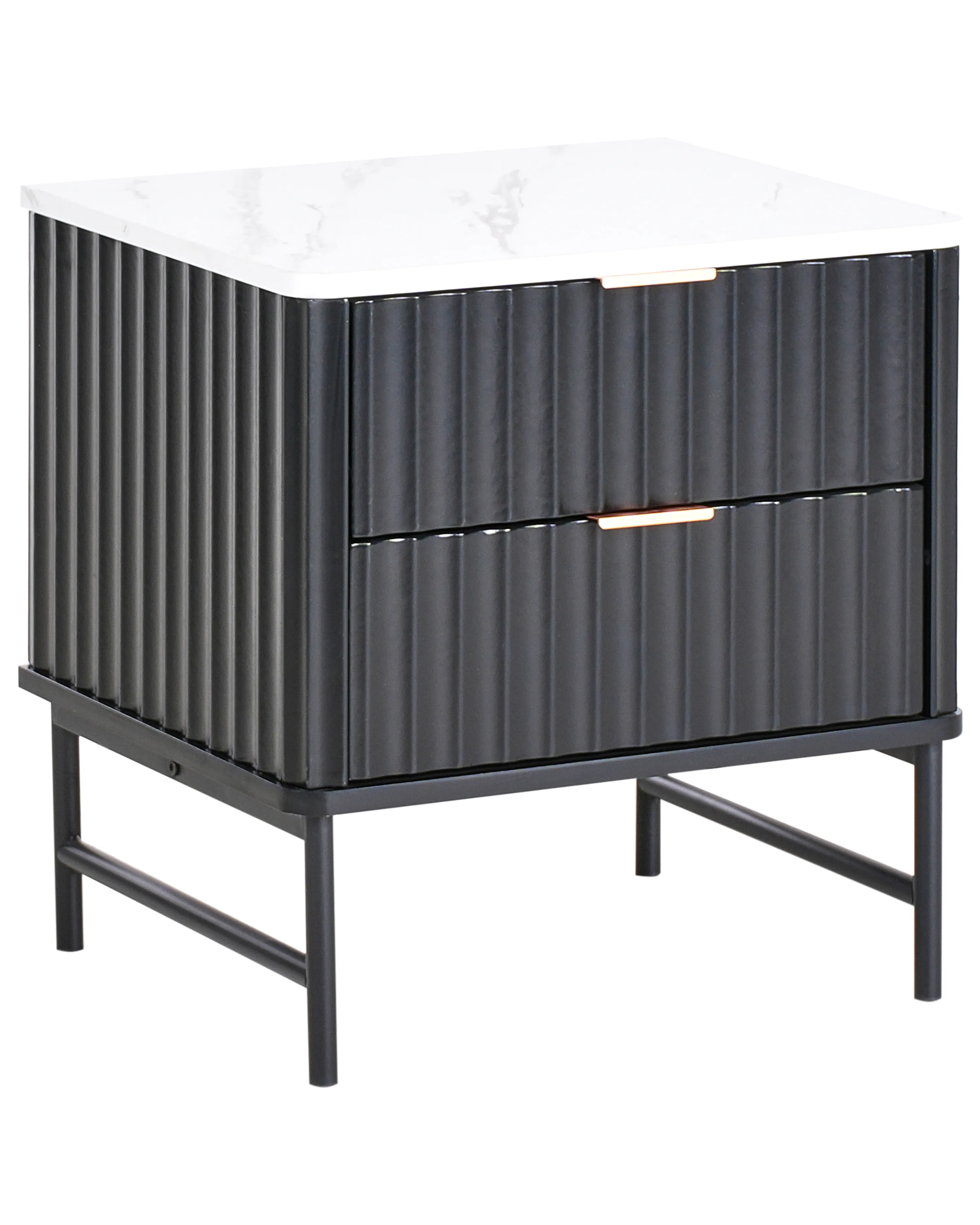 6 Drawer Chest GLASTONBURY Marble/ Black