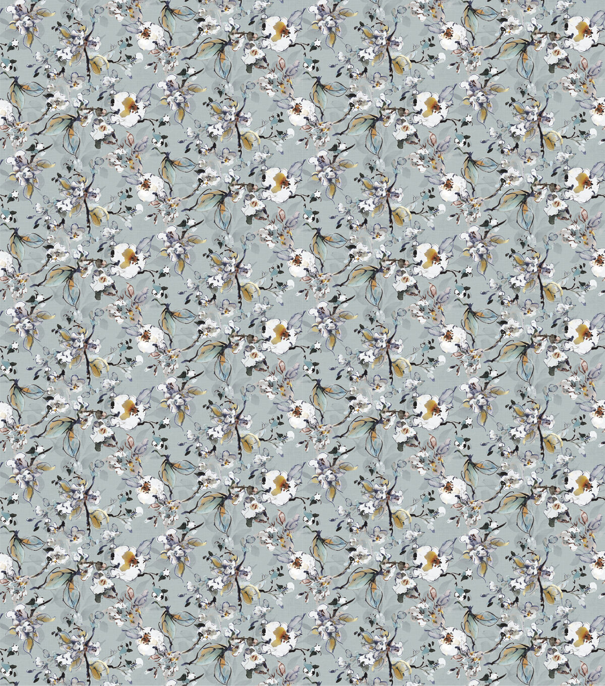 Gray Birds on Cotton Bloom Branches Premium Cotton Fabric