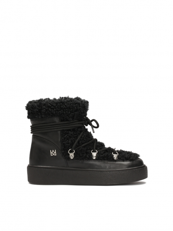 Warm snow boots with imitation lambskin