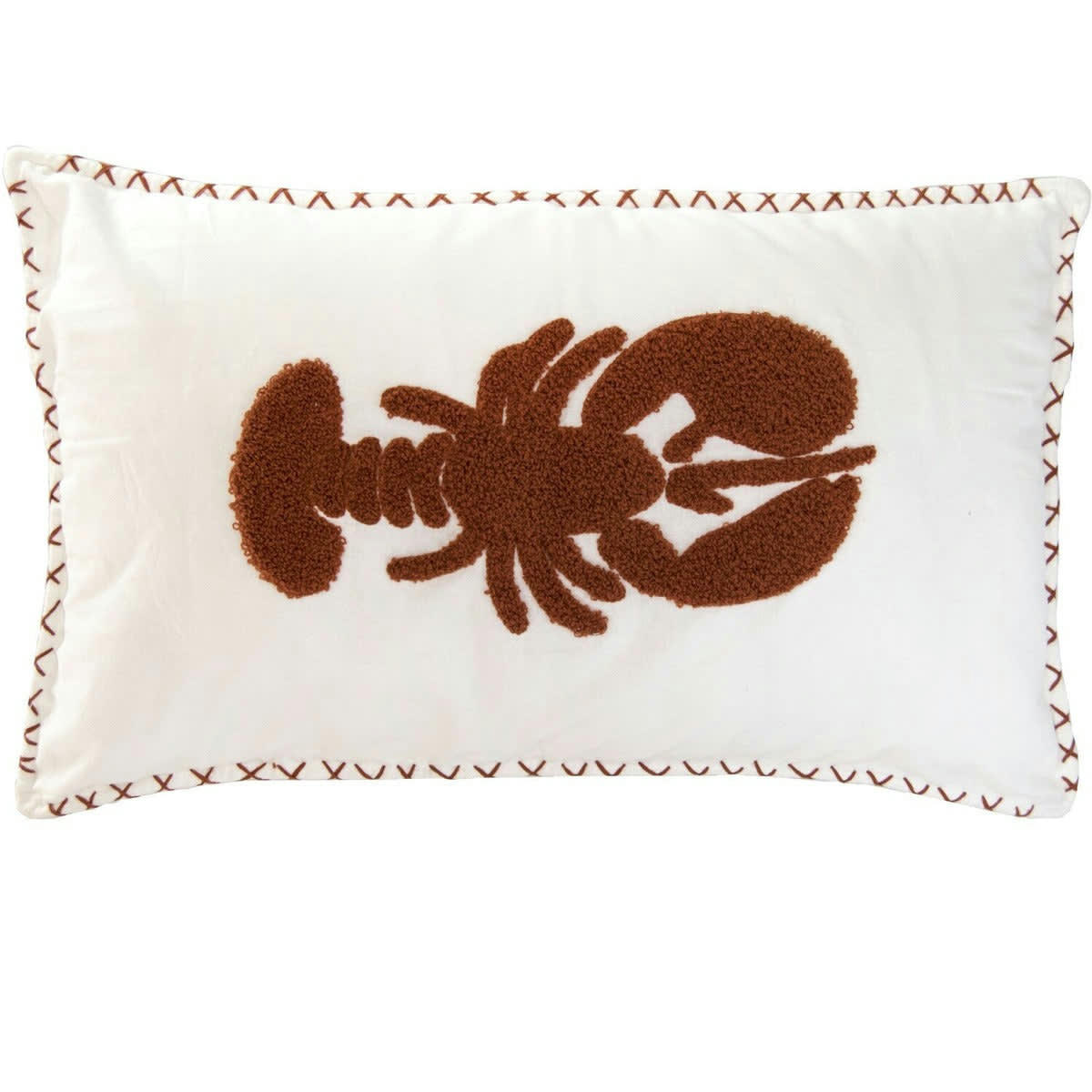 HOMARD - Housse de coussin coton  50x30 blanc / rouge brique