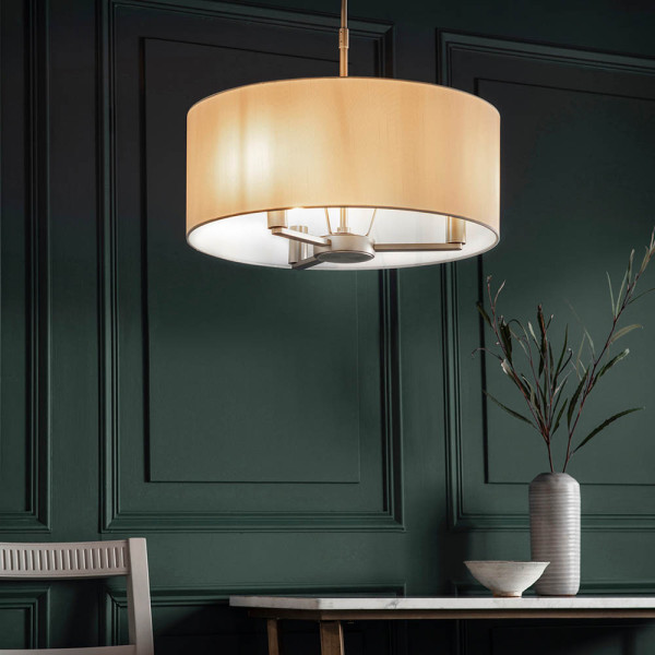 Lampa wisząca DALEY z abażurem biało-srebrna 3xE14x15W IP20 Endon