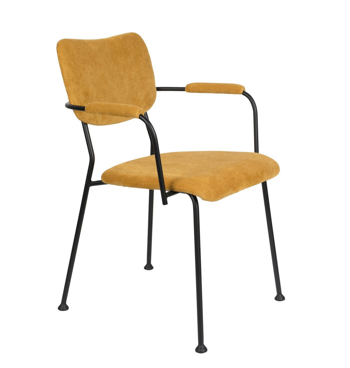 BENSON - Chaise accoudoirs velours jaune