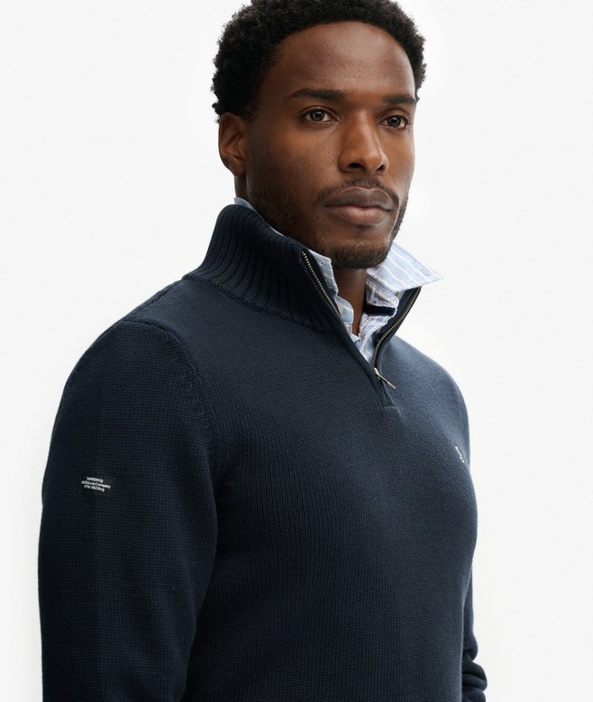 Cotton Half Zip Knit Jumper