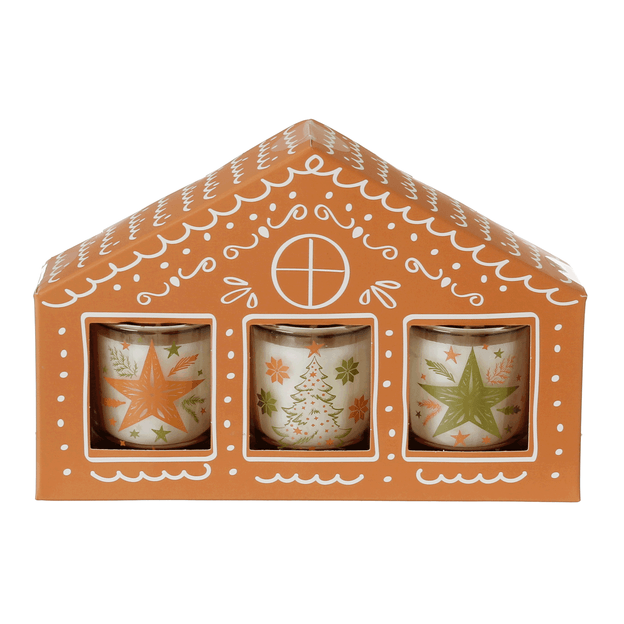 KIT COM 3 MINI VELAS CASINHA VILAREJO NOEL