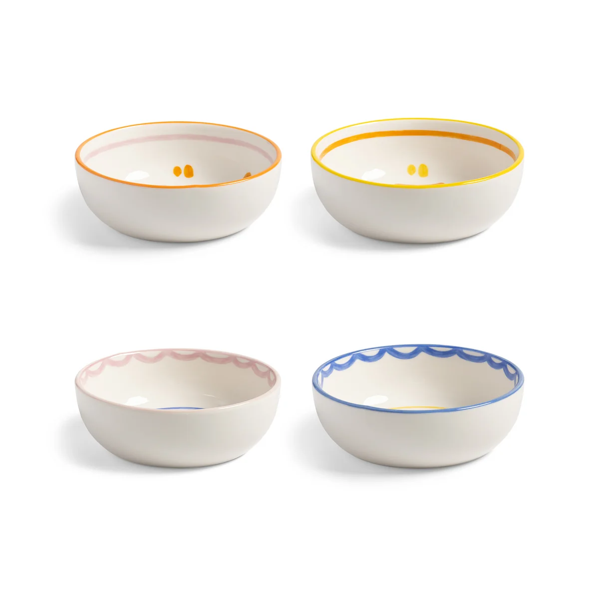 &klevering - Boavista Schale Ø 12,5 cm, weiß / blau / gelb (4er-Set)