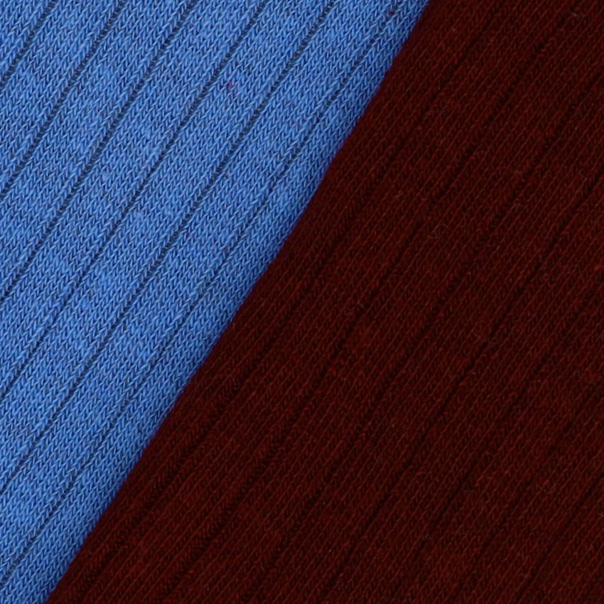 Manfield Blauw & Burgundy gestreepte 2-pack sokken