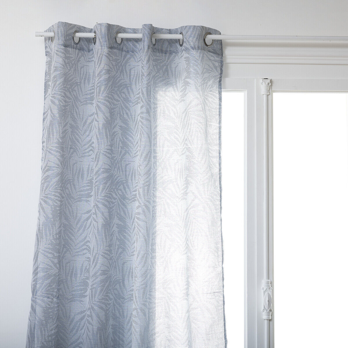 Cortina RAY azul com padrão de folhas 140x240cm