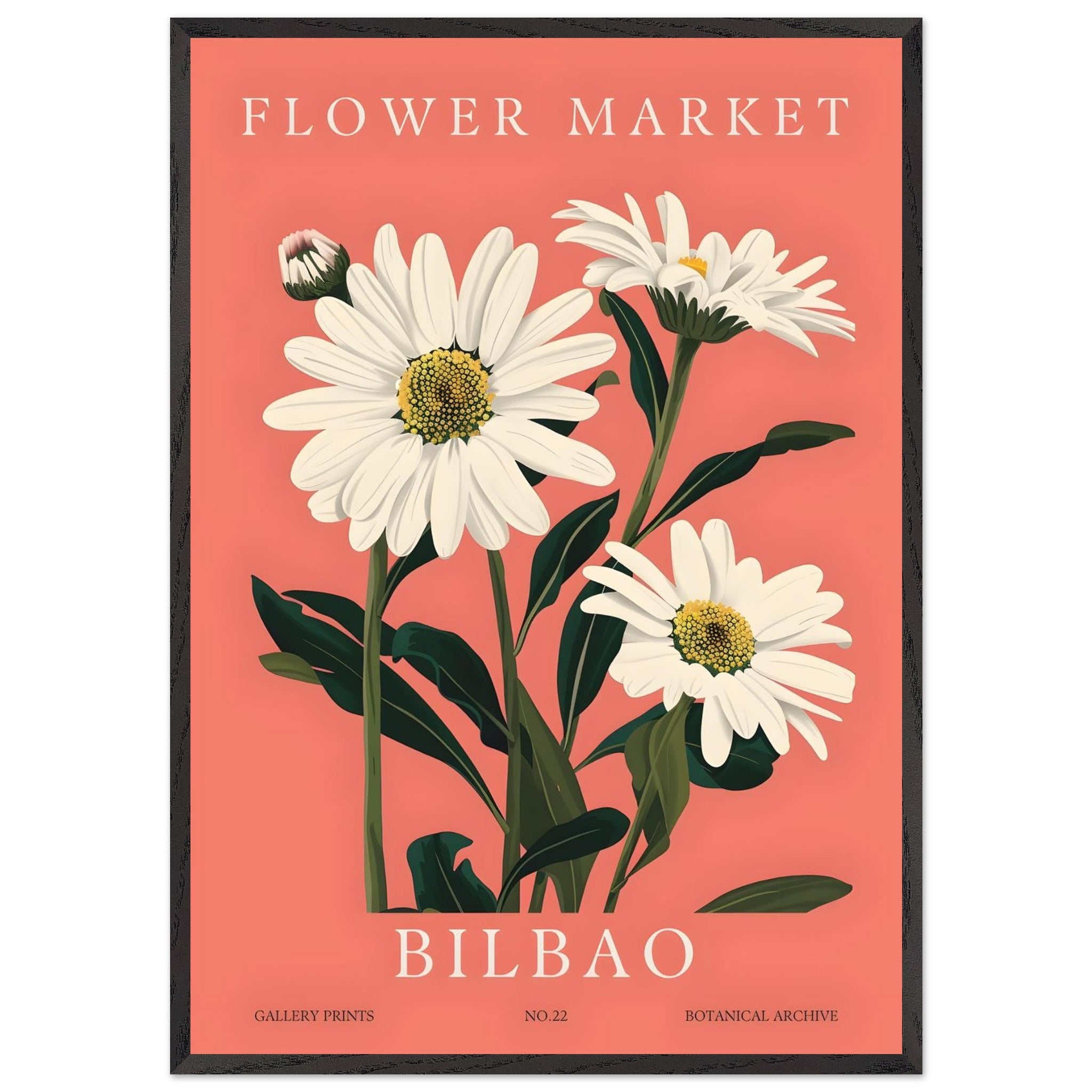 Artfulprints Poster met Lijst Flower market - Bilbao  - 70x100 cm - Roze