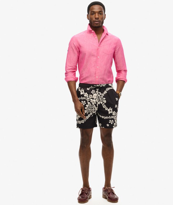 Recycled Hawaiian Print 17-inch Swim Shorts