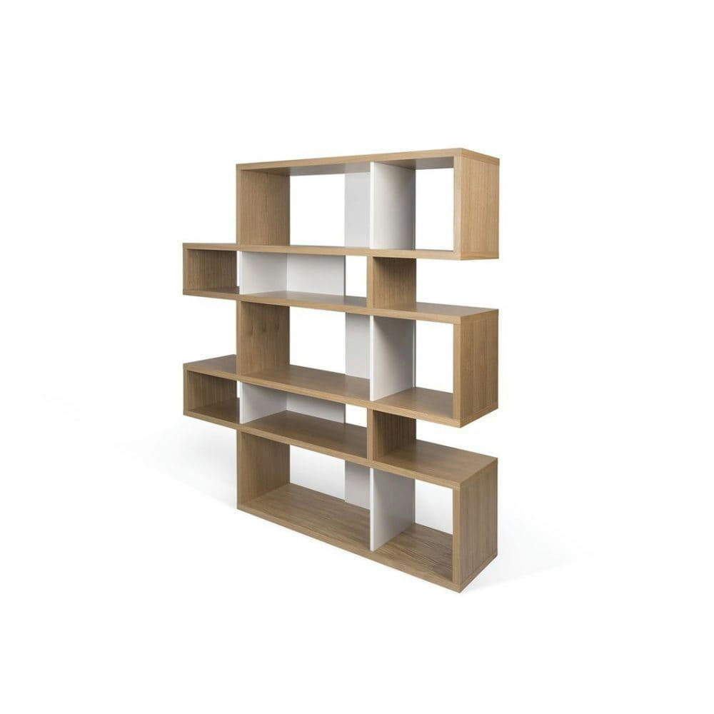 LONDON - Bibliothèque  placage chêne naturel et blanc