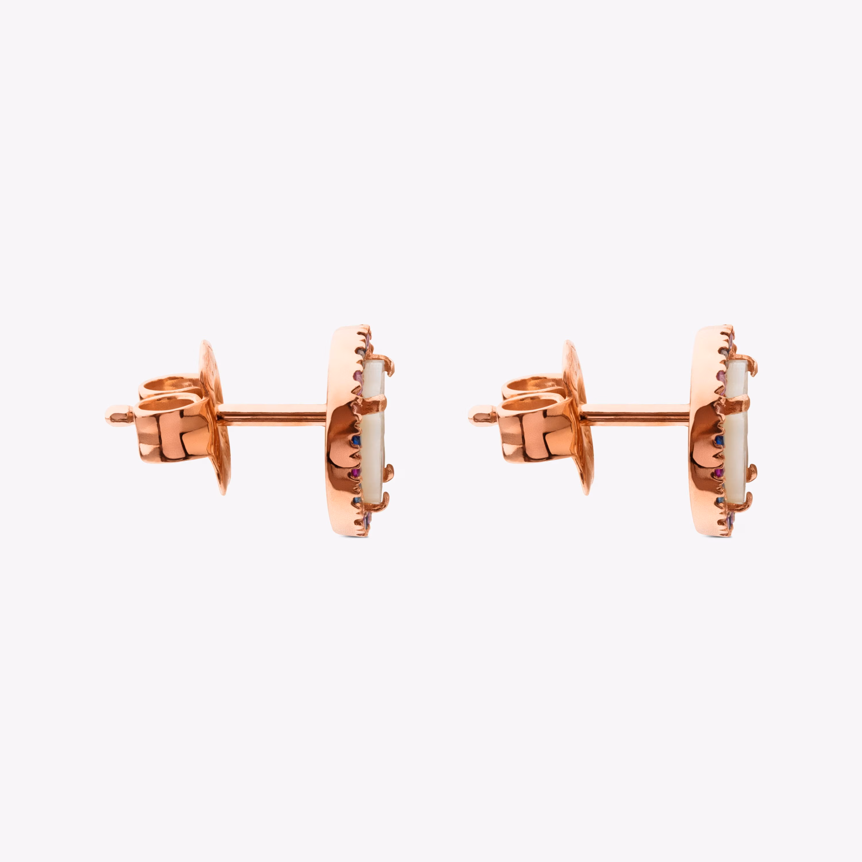 Pendientes con baño de oro rosa 18 kt sobre plata y nácar y zafiro multicolor Camille