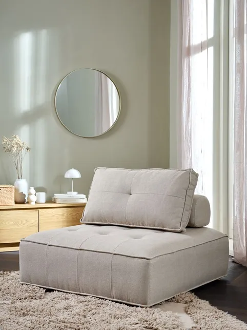 Puf DAGSTRUP m/ryglæn beige stof