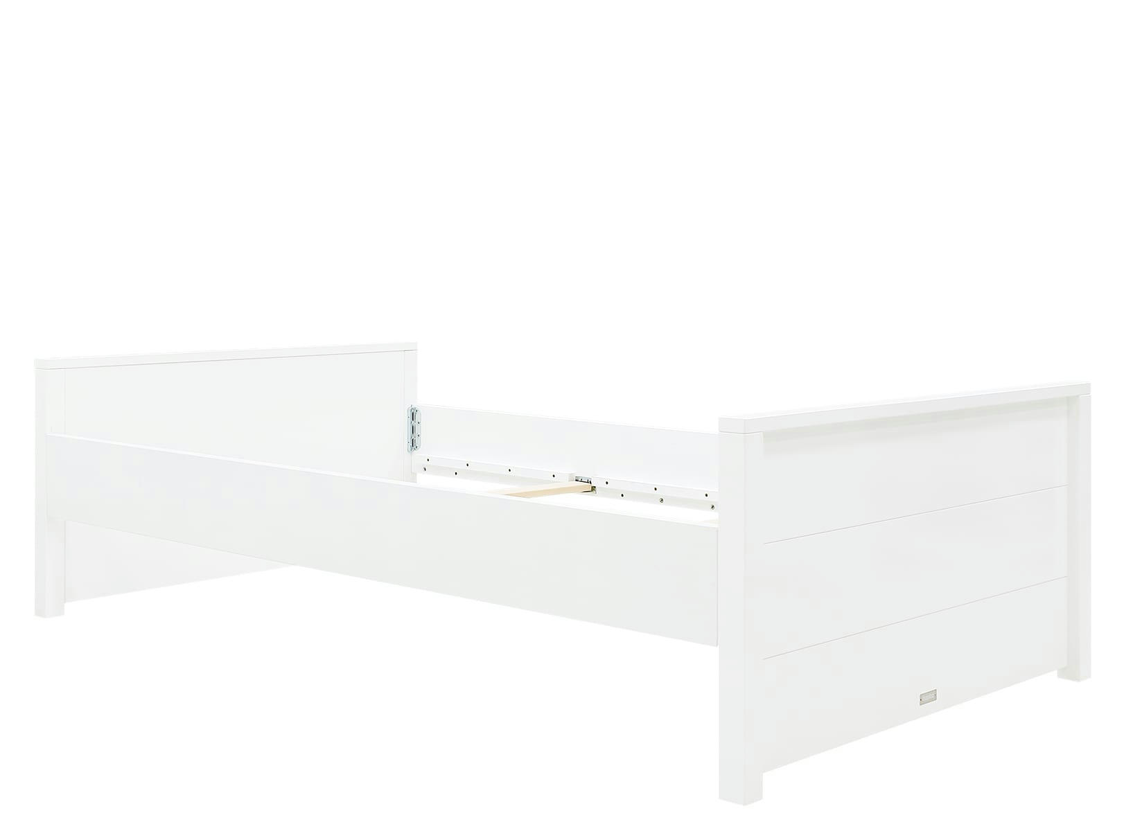 BOBBY - Lit 120x200 avec tête de lit basse en MDF et hêtre blanc