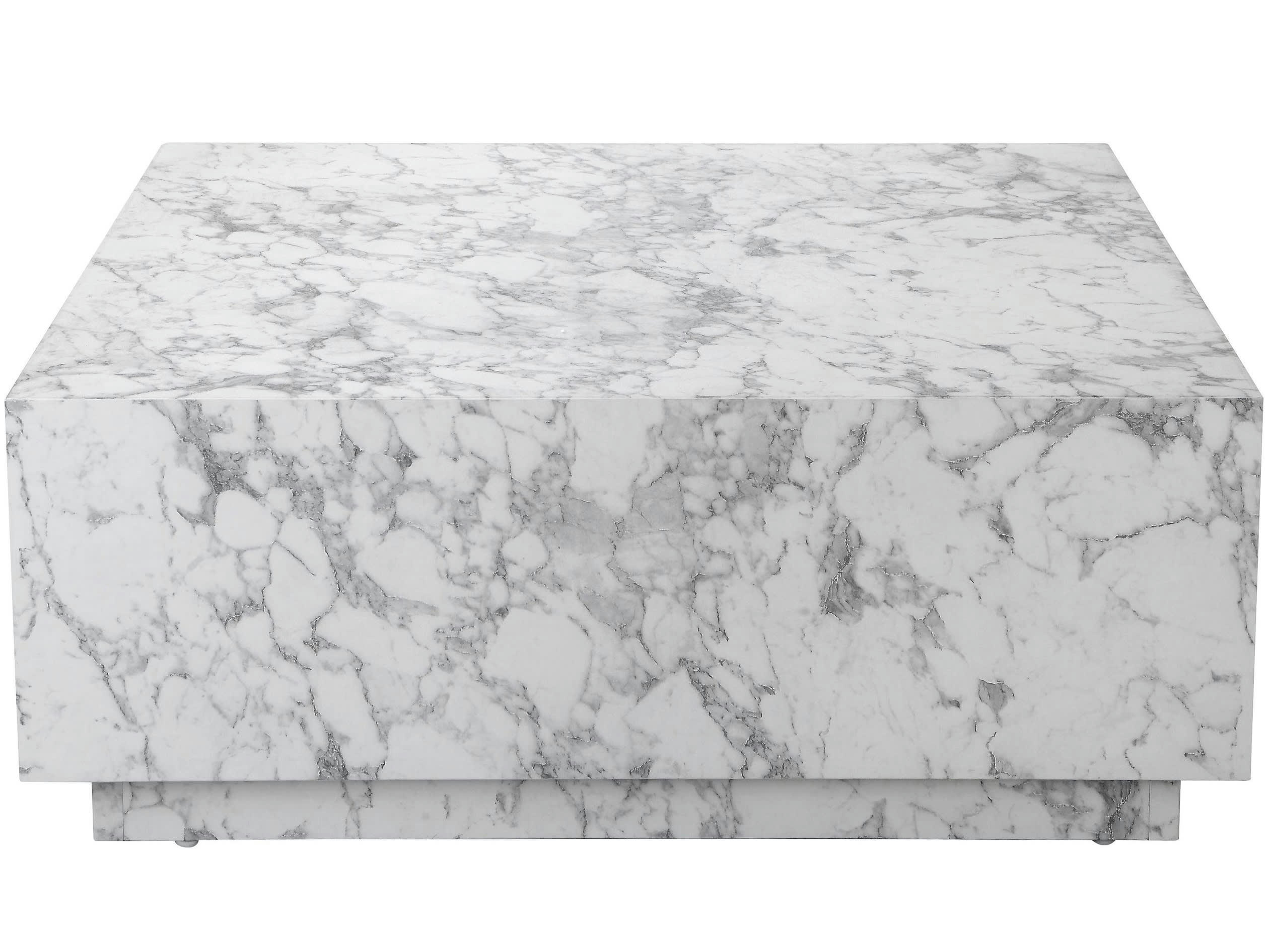 VITO - Table d'appoint en marbre blanc gris MDF