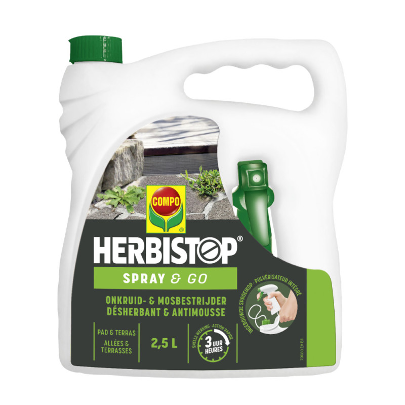 Désherbant Herbistop Spray & Go pour allées et terrasses 2,5 L COMPO