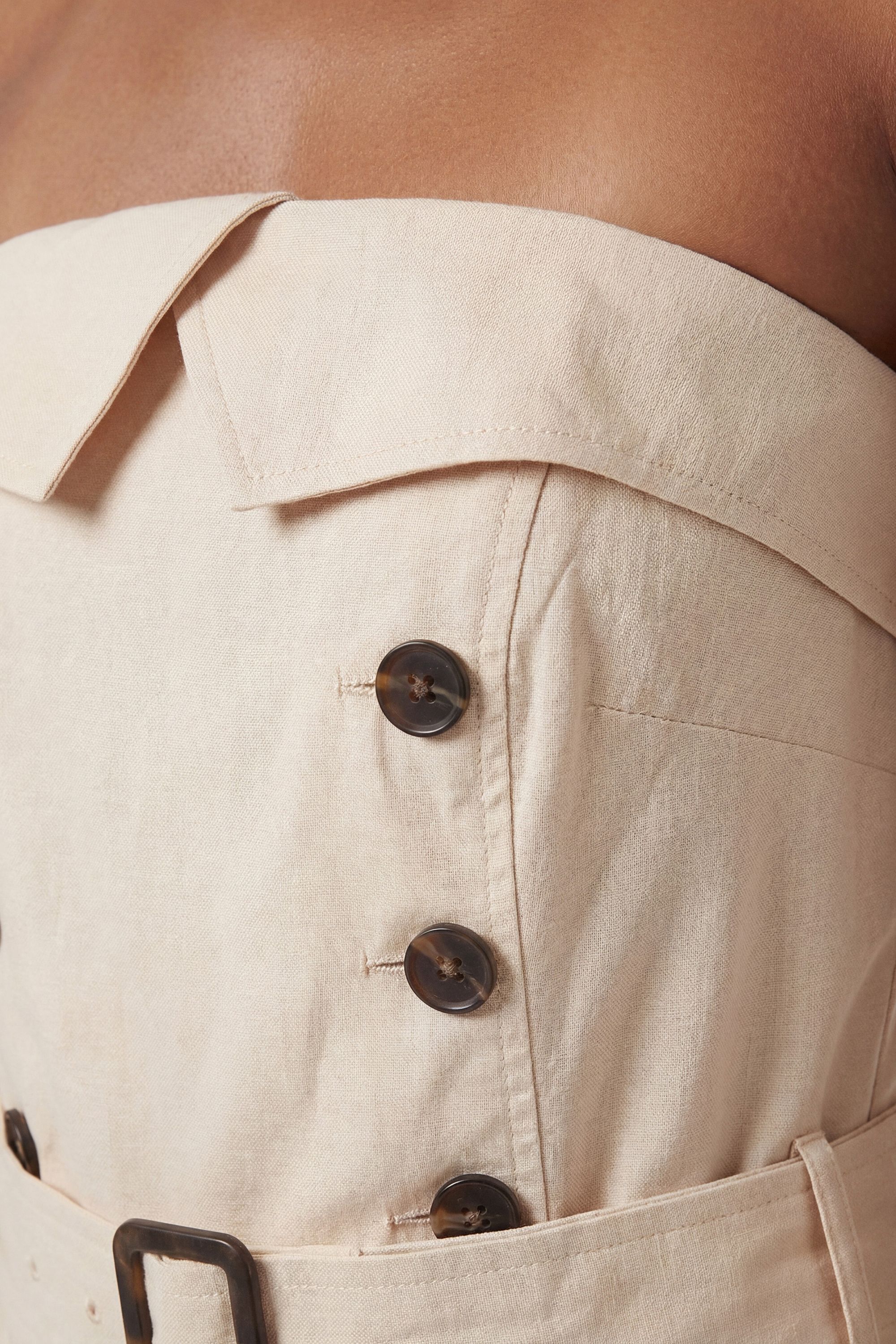 KarenMillen Petite Tailored Cotton Trench Bandeau Jumpsuit
