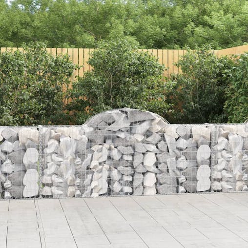 NNEVL Arched Gabion Baskets 3 pcs 200x30x80/100 cm Galvanised Iron
