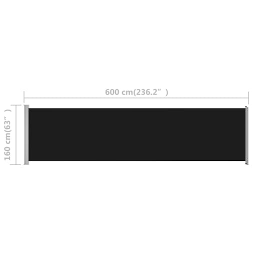 NNEVL Patio Retractable Side Awning 600x160 cm Black