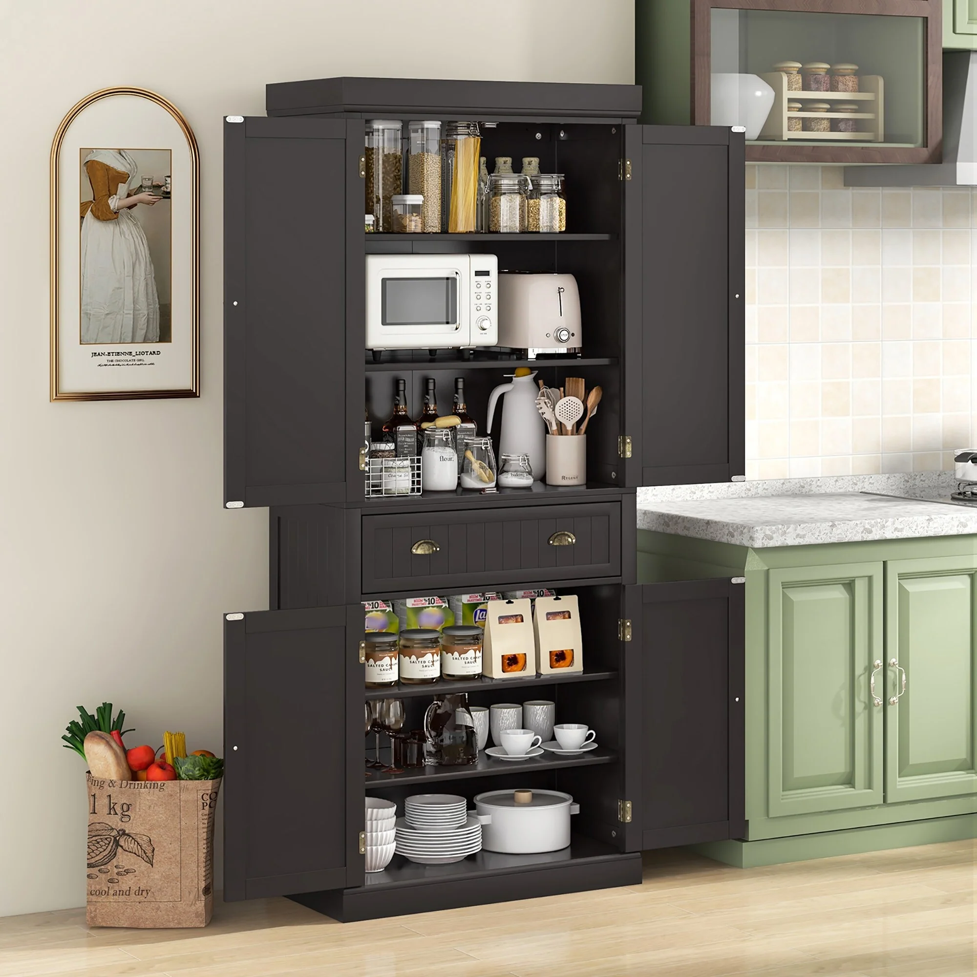 Gymax 72'' Kitchen Pantry Storage Cabinet Tall Freestanding Cupboard - See Details
