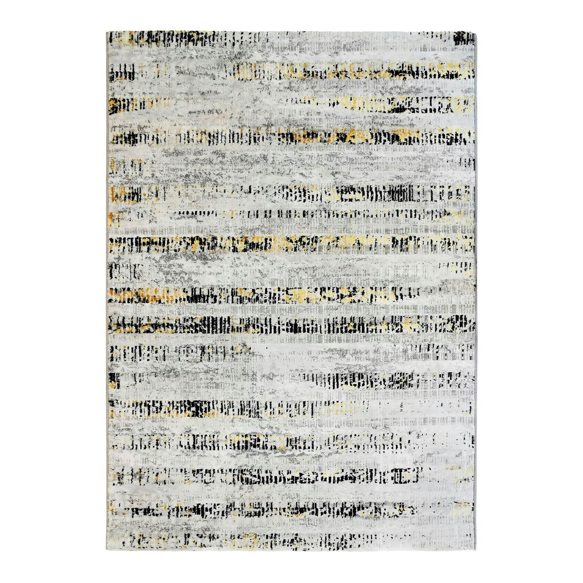 MEDIANE - Tapis graphique stries gris or 160x230