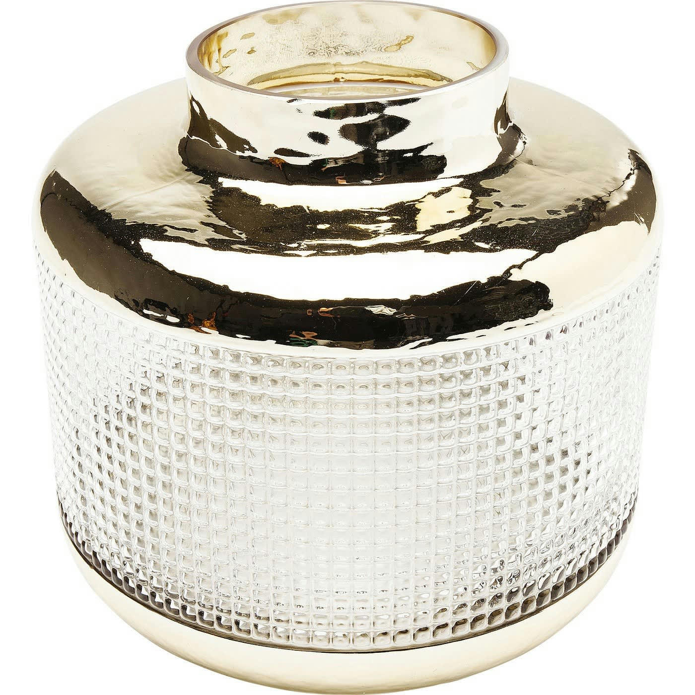 LA NOBLE - Vase en verre transparent et doré H19