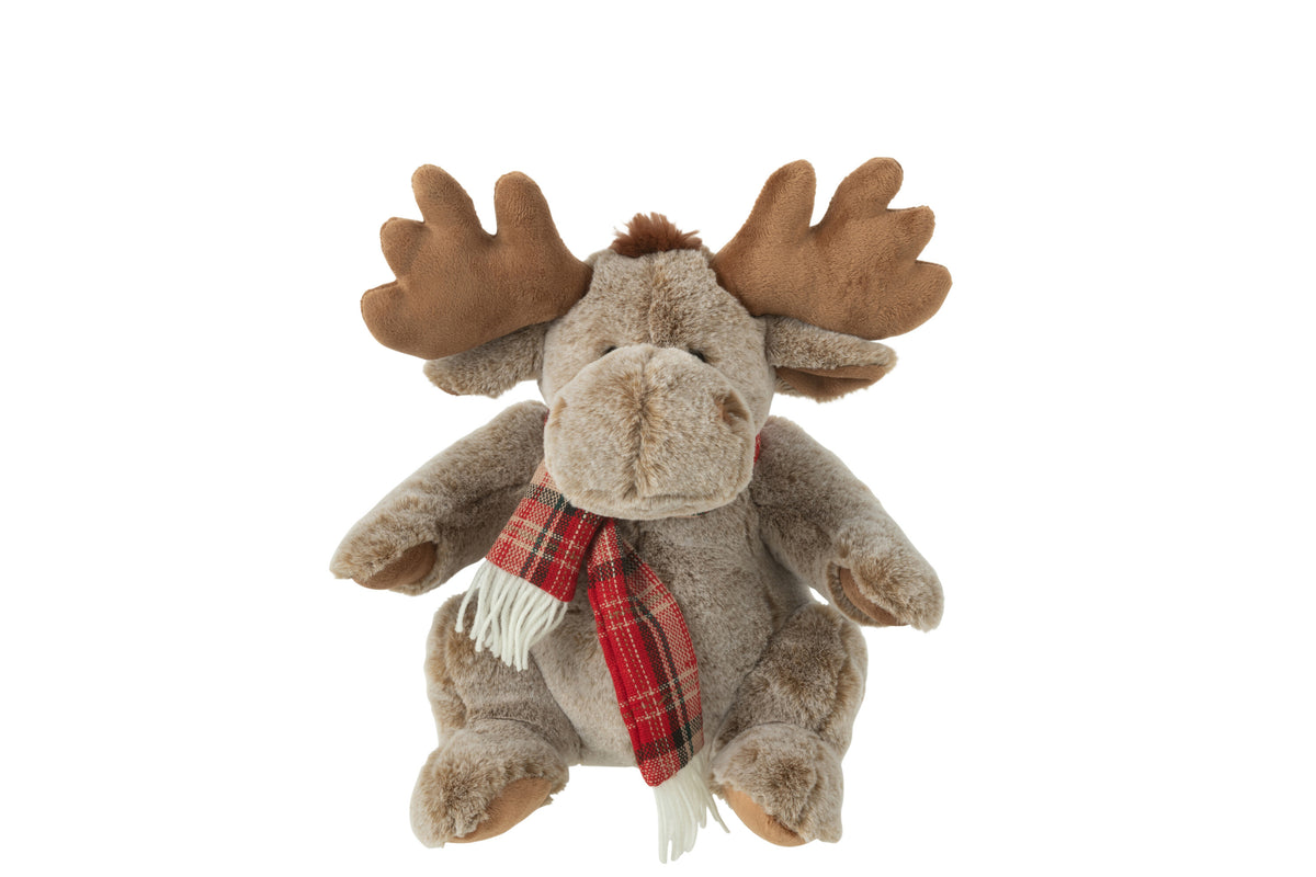 J-Line knuffel Rendier   Sjaal - polyester - bruin - medium