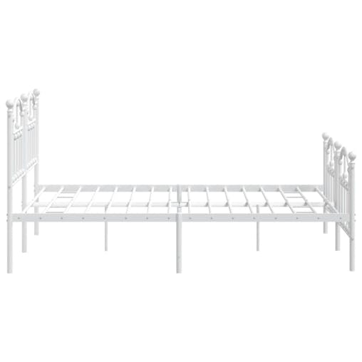 NNEVL Metal Bed Frame with Headboard and Footboard White 153x203 cm Queen
