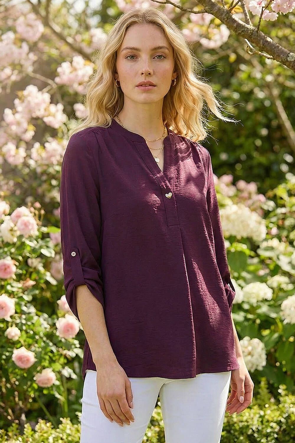Roman Heart Button Detail Shirt
