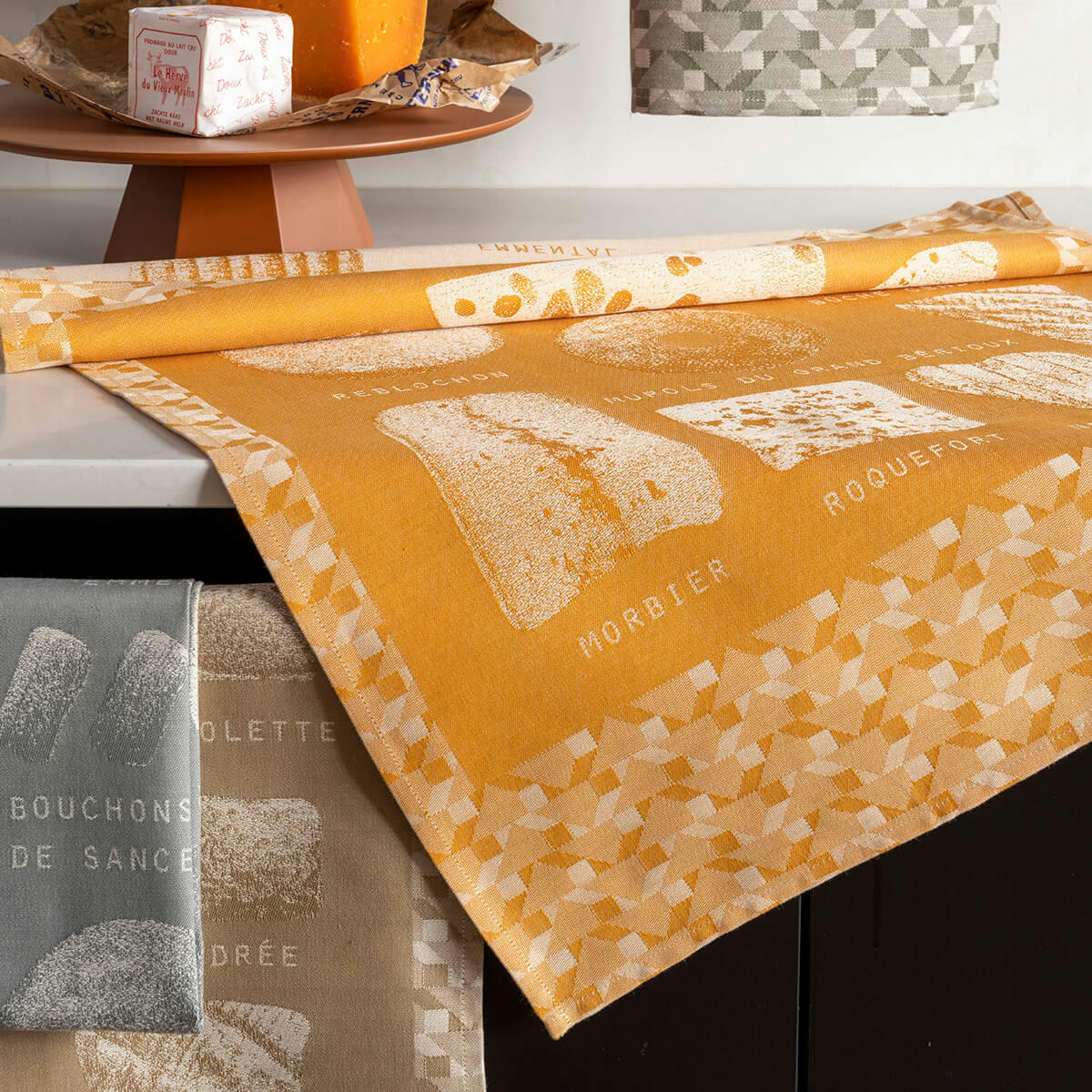 FROMAGES - Torchon en coton comte 60 x 80