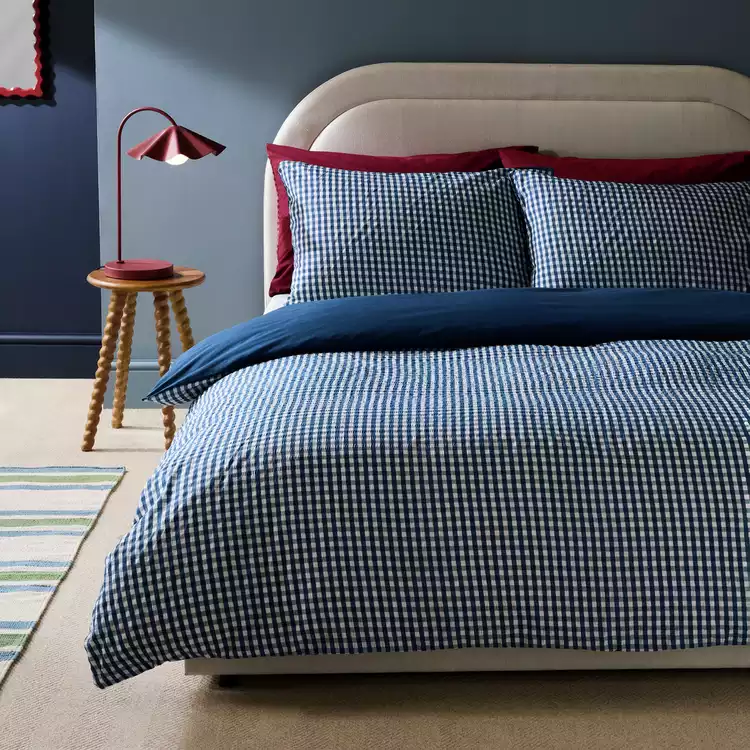Habitat Gingham Seersucker Navy Bedding Set - Single