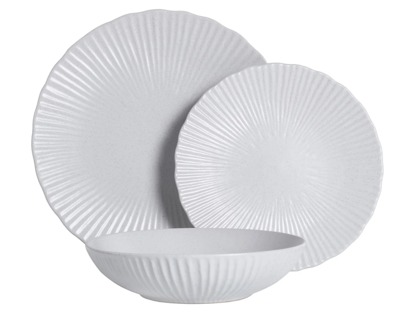 Komplet obiadowy ceramiczny Sezam 18 el. jasnoszary
