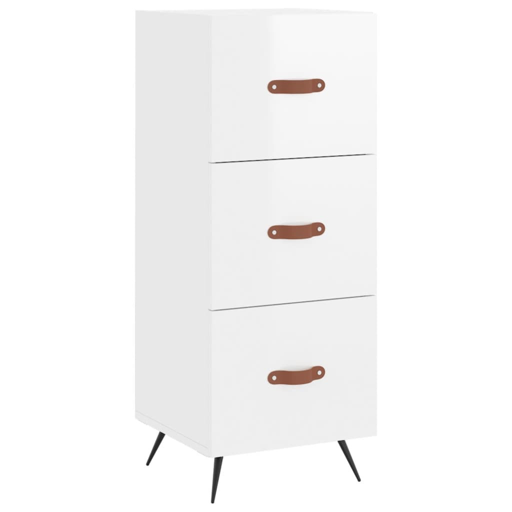 Szafka Biała Połysk z Szufladami 34.5x34x90 cm do Salonu Pokoju