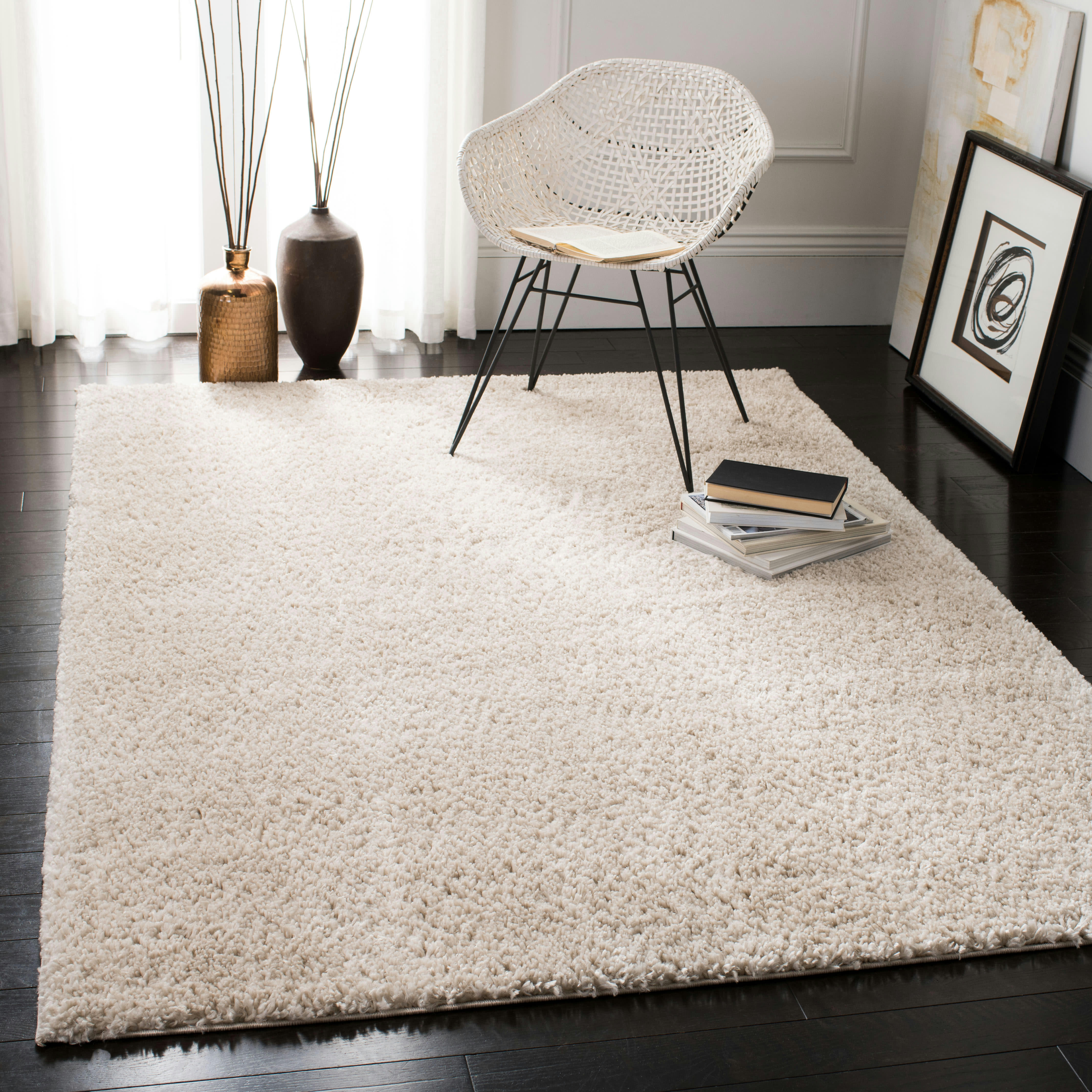AUGUST SHAG - Tapis de salon interieur hirsute en beige, 91 x 152 cm