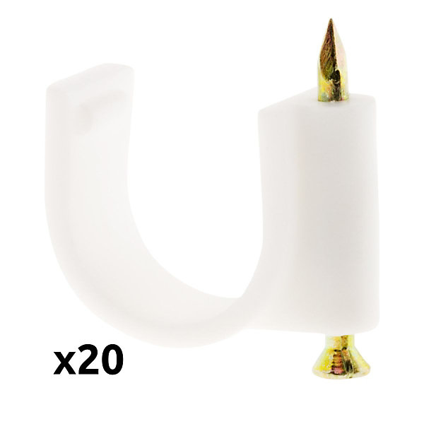 Lot de 20 crochets fixation diamètre 10mm - Blanc - Zenitech