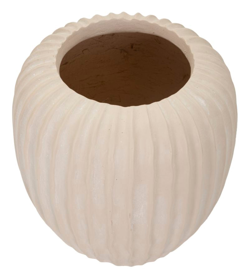 Crèmekleurige magnesium vaas, ø 26,5x26 cm